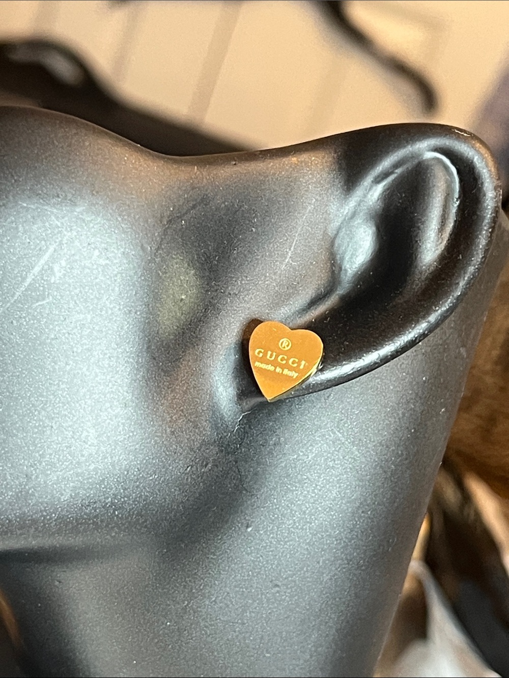 Gold Heart Stud Earrings